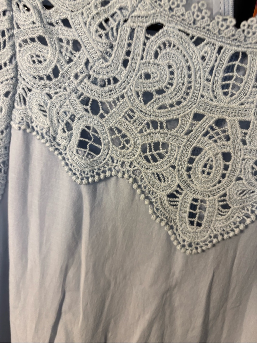 Eyelet-Trim Light Blue Mini Dress - Picture 4 of 4